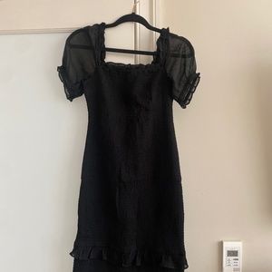 Smocked Puff Sleeve Midi Dress